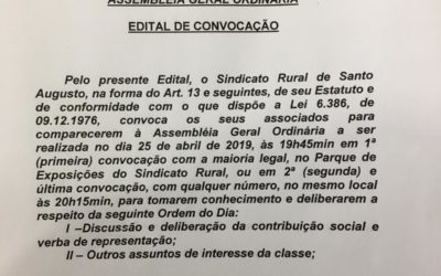 ASSEMBLEIA GERAL ORDINÁRIA – EDITAL DE CONVOCAÇÃO